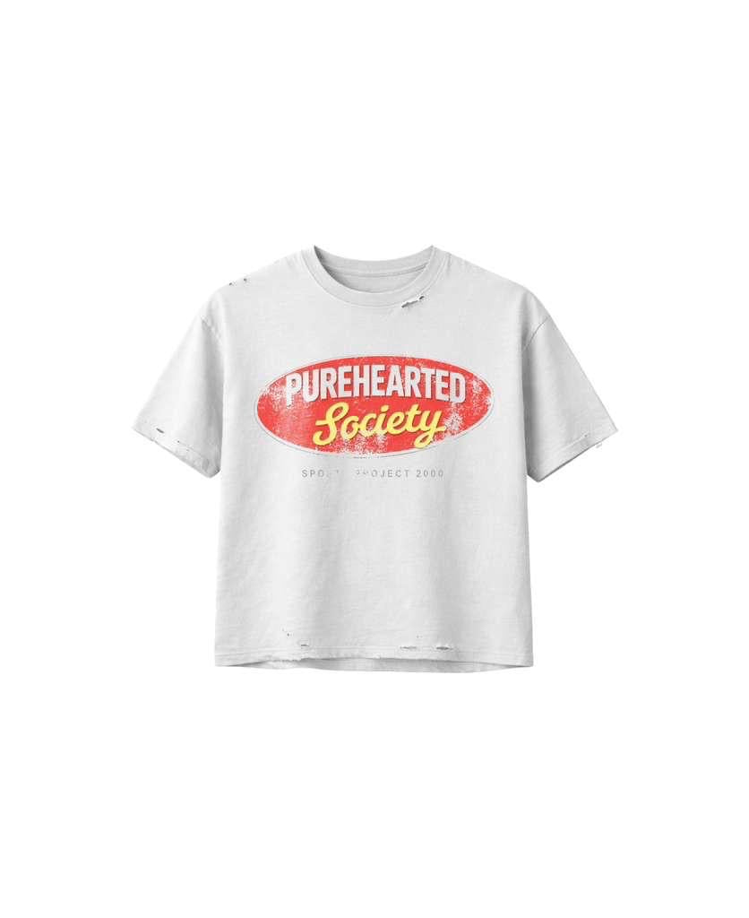 Pure Molecule Tee - White vintage tee with blue molecular PURE graphic