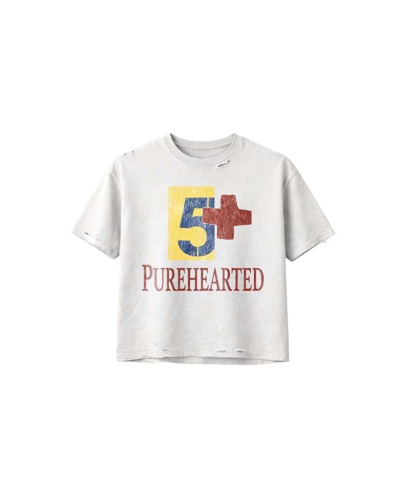 Sports Division Tee - White vintage tee with blue and yellow P logo badge graphic