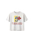 Sports Division Tee - White vintage tee with blue and yellow P logo badge graphic